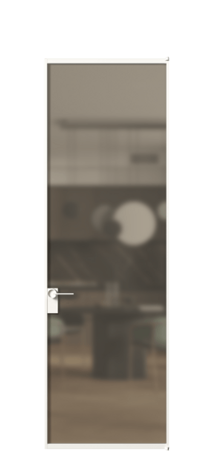 Алюминиевая дверь АЛПЛ040.01 Алюминий Белый Сатинированное бронзовое стекло, триплекс Цена 115570  | Volhovec