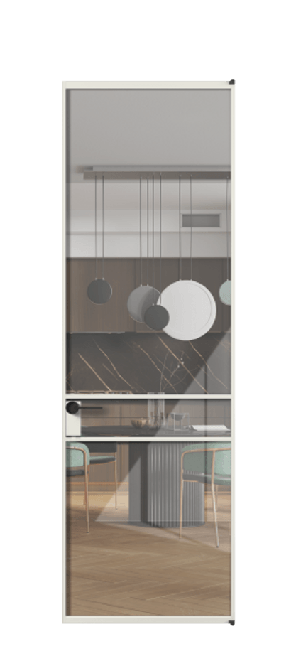 Алюминиевая дверь АЛПЛ040.02 Алюминий серый Рефлективное прозрачное стекло "Стопсол", калёное Цена 130370  | Volhovec