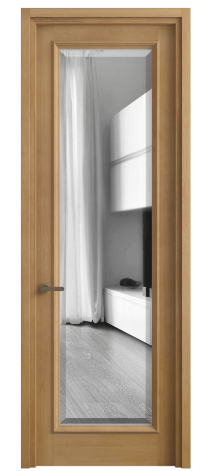 Межкомнатная дверь Шарм 6702 Бук натуральный матовый Двустороннее зеркало с фацетом, триплекс Цена 117999 ₽ | Volhovec