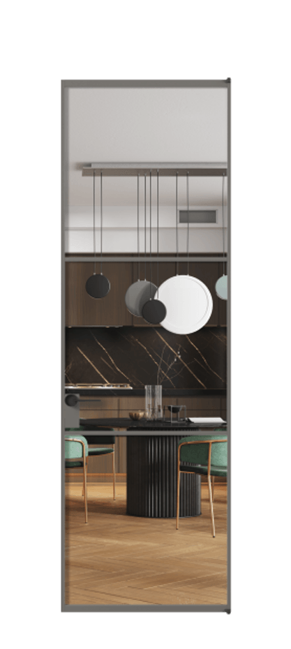 Алюминиевая дверь АЛПЛ040.03 Алюминий классический серый Прозрачное стекло "Кристал Вижн", калёное Цена 130370  | Volhovec