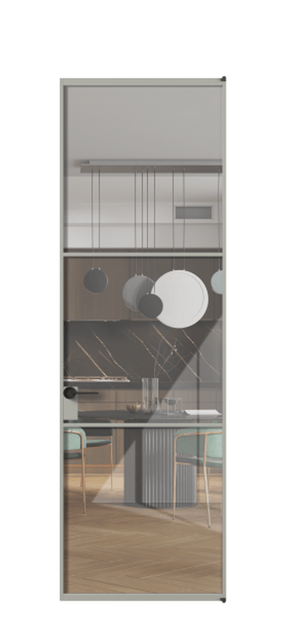 Алюминиевая дверь АЛПЛ040.03 Алюминий нейтральный серый Рефлективное прозрачное стекло "Стопсол", калёное Цена 130370  | Volhovec