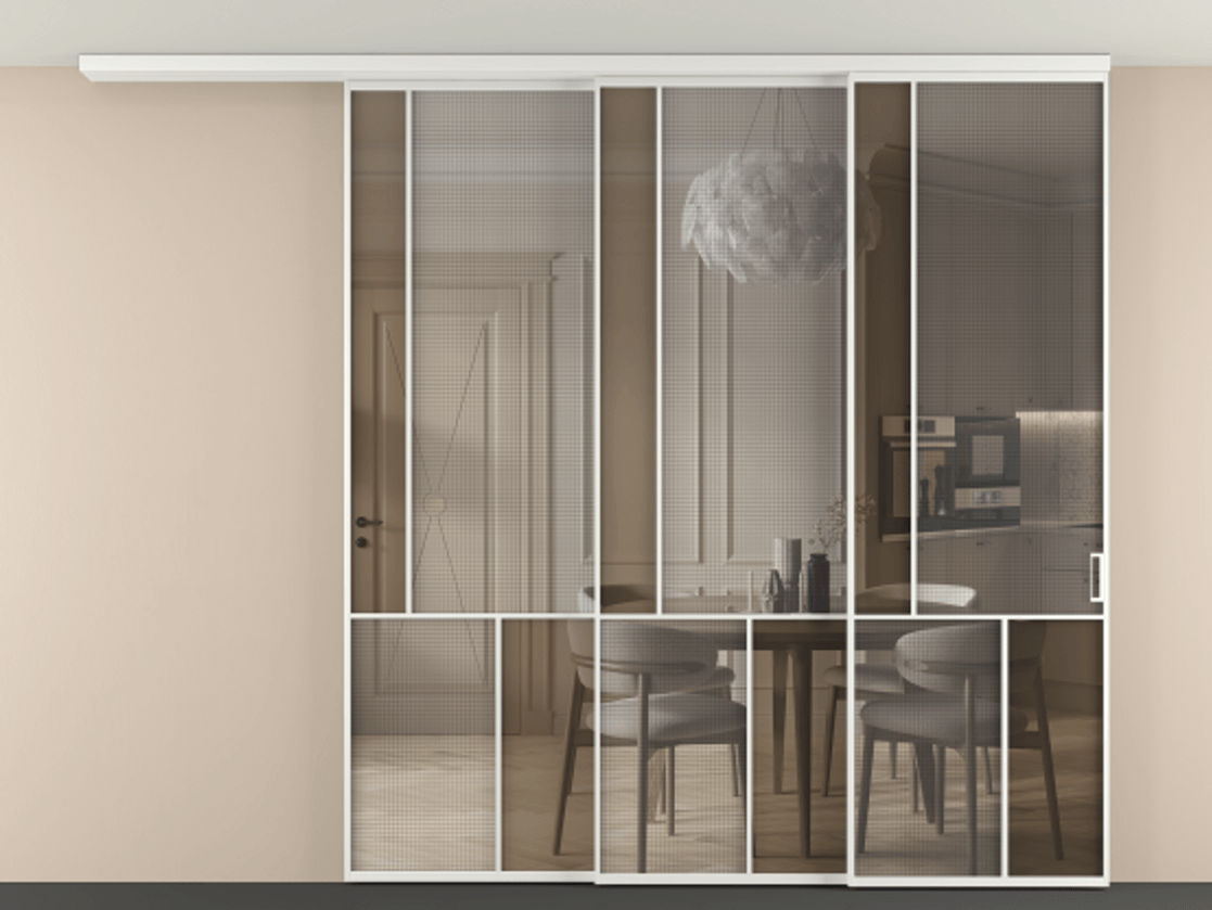 Перегородка Mosaic вдоль стены телескопик синхро-3 #VENDORCODE# #FURNISH# #GLASS# Цена #PRICE# #CURRENCY# | Volhovec