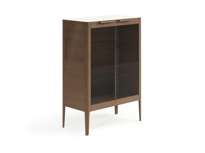 Мебель Витрина Пьега. Цвет Дуб туманный матовый. Материал Массив дуба матовый. Коллекция Витрина Пьега. Картинка.