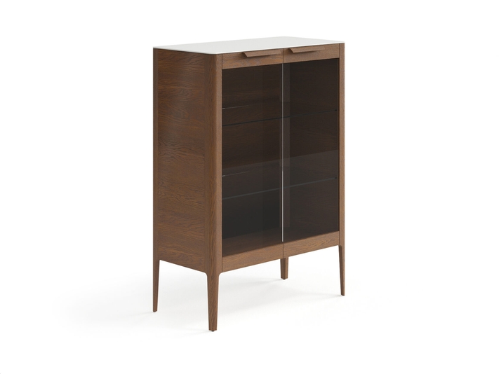 Мебель Витрина Пьега. Цвет Дуб каштановый матовый. Материал Массив дуба матовый. Коллекция Витрина Пьега. Картинка.