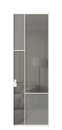Межкомнатная дверь АЛПЛ041.13 БЕЛ Серый сатин матовое + Серый прозрачное. Цвет Алюминий Белый. Материал Алюминий. Коллекция Мозаик. Фото. Дверь межкомнатная АЛПЛ041.13 БЕЛ Серый сатин матовое + Серый прозрачное. Цвет Алюминий Белый. Материал Алюминий. Коллекция Мозаик. Картинка.
