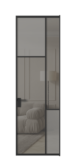 Межкомнатная дверь АЛПЛ041.10 ЧРН Серый сатин матовое + Серый прозрачное. Цвет Алюминий Черный. Материал Алюминий. Коллекция Мозаик. Фото. Дверь межкомнатная АЛПЛ041.10 ЧРН Серый сатин матовое + Серый прозрачное. Цвет Алюминий Черный. Материал Алюминий. Коллекция Мозаик. Картинка.