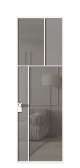 Межкомнатная дверь АЛПЛ041.22 БЕЛ Серый сатин матовое + Серый прозрачное. Цвет Алюминий Белый. Материал Алюминий. Коллекция Мозаик. Фото. Дверь межкомнатная АЛПЛ041.22 БЕЛ Серый сатин матовое + Серый прозрачное. Цвет Алюминий Белый. Материал Алюминий. Коллекция Мозаик. Картинка.