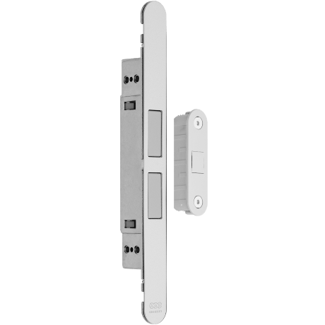 Фурнитура для дверей Замок АГБ Тач с ответной планкой. Цвет Матовый хром. Коллекция Замок АГБ Тач с ответной планкой. Картинка.