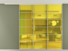 Перегородка Формато вдоль стены на потолок 3 створки с синхронным механизмом